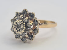 Load image into Gallery viewer, 0677: Vintage; 9ct Gold 21 Diamonds Tiered Cluster Rin- Date- Mark 1979
