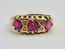 Load image into Gallery viewer, 0750: Antique: 18ct Rubies Old Cut Diamonds Dress Ring- Date- Mark 1911
