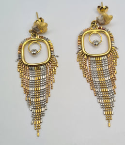 0834:Vintage: Iconic 18ct Mixed Gold Chandelier Stud Drop Earrings (11.2grams)