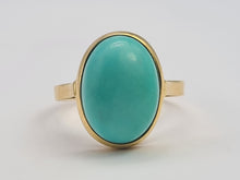 Load image into Gallery viewer, 0906: Vintage: Italian 18ct Gold Cabochon Turquoise Ring- Exquisite
