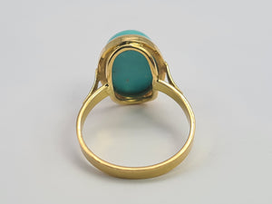 0906: Vintage: Italian 18ct Gold Cabochon Turquoise Ring- Exquisite