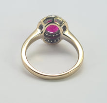 Load image into Gallery viewer, 0767: Vintage: 18ct Gold Pink Ruby 45 Diamonds Dress Ring- gorgeous
