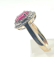 Load image into Gallery viewer, 0767: Vintage: 18ct Gold Pink Ruby 45 Diamonds Dress Ring- gorgeous
