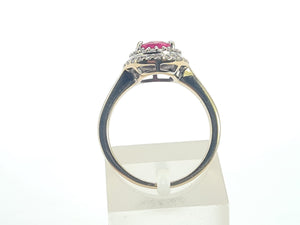 0767: Vintage: 18ct Gold Pink Ruby 45 Diamonds Dress Ring- gorgeous