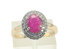 Load image into Gallery viewer, 0767: Vintage: 18ct Gold Pink Ruby 45 Diamonds Dress Ring- gorgeous
