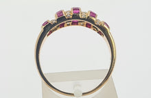 Load image into Gallery viewer, 5984: Vintage: 18ct Gold Art Deco Style Rubies Diamonds Cocktail Ring- sparkling symmetry, lovely stones
