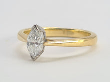 Load image into Gallery viewer, 0109:Vintage 18ct Gold Marquise Cut Diamond Solitaire- 0.41ct, VS2 clarity, colour E/F stone
