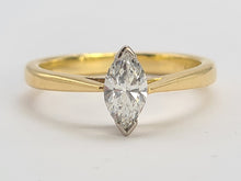 Load image into Gallery viewer, 0109:Vintage 18ct Gold Marquise Cut Diamond Solitaire- 0.41ct, VS2 clarity, colour E/F stone
