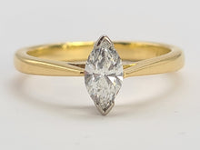 Load image into Gallery viewer, 0109:Vintage 18ct Gold Marquise Cut Diamond Solitaire- 0.41ct, VS2 clarity, colour E/F stone
