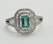 Load image into Gallery viewer, 0137: 18ct White Gold Emerald Diamonds Art Deco  Style Ring- truly exquisite
