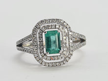 Load image into Gallery viewer, 0137: 18ct White Gold Emerald Diamonds Art Deco  Style Ring- truly exquisite
