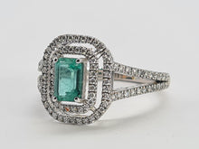 Load image into Gallery viewer, 0137: 18ct White Gold Emerald Diamonds Art Deco  Style Ring- truly exquisite
