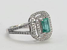 Load image into Gallery viewer, 0137: 18ct White Gold Emerald Diamonds Art Deco  Style Ring- truly exquisite
