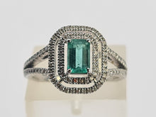 Load image into Gallery viewer, 0137: 18ct White Gold Emerald Diamonds Art Deco  Style Ring- truly exquisite
