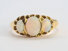 Load image into Gallery viewer, 0575:Antique; 18ct Gold Vivid White Opals Trilogy Ring- Date- Mark 1908
