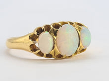 Load image into Gallery viewer, 0575:Antique; 18ct Gold Vivid White Opals Trilogy Ring- Date- Mark 1908
