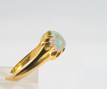 Load image into Gallery viewer, 0575:Antique; 18ct Gold Vivid White Opals Trilogy Ring- Date- Mark 1908
