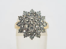 Load image into Gallery viewer, 0728: Vintage; 9ct Gold Blue Aquamarines Flower Head Cluster Ring
