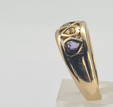 Load image into Gallery viewer, 0734: Vintage: 9ct Gold Heart Cut Muti-Gems Stacker/Dress Ring- beautifully matched
