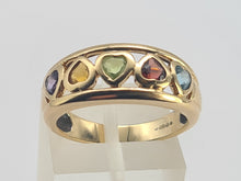 Load image into Gallery viewer, 0734: Vintage: 9ct Gold Heart Cut Muti-Gems Stacker/Dress Ring- beautifully matched
