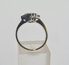 Load image into Gallery viewer, 0736: Vintage; 9ct Gold Rich Purple Amethyst Diamonds Geometric Set Cocktail Ring- sparkling symmetry
