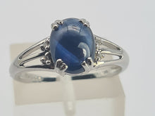 Load image into Gallery viewer, 0738: Vintage: 9ct Gold Cabochon French Blue Sapphire Diamonds Ring- crisp, clean , eye candy
