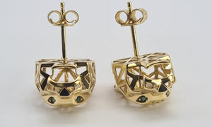 0833: Vintage: 18ct Gold Leopard Head Stud Earrings- exceptional detail