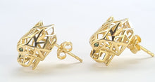 Cargar imagen en el visor de la galería, 0833: Vintage: 18ct Gold Leopard Head Stud Earrings- exceptional detail
