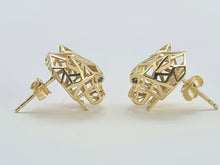 Cargar imagen en el visor de la galería, 0833: Vintage: 18ct Gold Leopard Head Stud Earrings- exceptional detail
