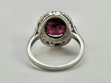 Load image into Gallery viewer, 0791: Vintage: 18ct White Gold Red Garnet Diamonds Cocktail Ring- very fine example
