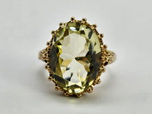 Load image into Gallery viewer, 0804: Vintage: Statement 9ct Gold Green Amethyst Cocktail Ring- Date- Mark 1972
