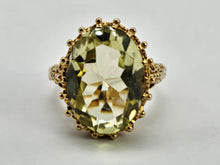 Load image into Gallery viewer, 0804: Vintage: Statement 9ct Gold Green Amethyst Cocktail Ring- Date- Mark 1972
