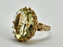 Load image into Gallery viewer, 0804: Vintage: Statement 9ct Gold Green Amethyst Cocktail Ring- Date- Mark 1972
