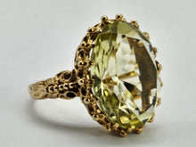 Load image into Gallery viewer, 0804: Vintage: Statement 9ct Gold Green Amethyst Cocktail Ring- Date- Mark 1972
