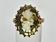 Load image into Gallery viewer, 0804: Vintage: Statement 9ct Gold Green Amethyst Cocktail Ring- Date- Mark 1972
