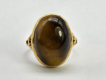 Load image into Gallery viewer, 0893: Vintage: 9ct Gold Cabochon Cut Eye of the Tiger Ring-  smooth &amp; mesmeric
