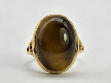 Load image into Gallery viewer, 0893: Vintage: 9ct Gold Cabochon Cut Eye of the Tiger Ring-  smooth &amp; mesmeric
