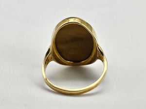 0893: Vintage: 9ct Gold Cabochon Cut Eye of the Tiger Ring-  smooth & mesmeric