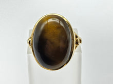 Load image into Gallery viewer, 0893: Vintage: 9ct Gold Cabochon Cut Eye of the Tiger Ring-  smooth &amp; mesmeric
