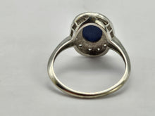 Load image into Gallery viewer, 0923: Vintage: 14ct White Gold Cornflower Blue Star Sapphire Diamonds Ring- very special
