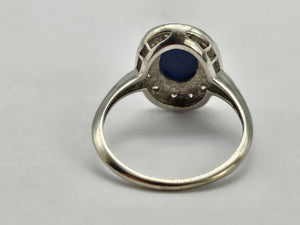 0923: Vintage: 14ct White Gold Cornflower Blue Star Sapphire Diamonds Ring- very special