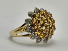 Load image into Gallery viewer, 0774:Vintage: Sensational 9ct Gold 19  Citrines 36 Diamonds Floral Cluster Ring
