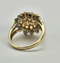 Load image into Gallery viewer, 0774:Vintage: Sensational 9ct Gold 19  Citrines 36 Diamonds Floral Cluster Ring
