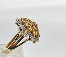 Load image into Gallery viewer, 0774:Vintage: Sensational 9ct Gold 19  Citrines 36 Diamonds Floral Cluster Ring
