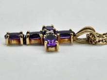 Load image into Gallery viewer, 0817: Vintage: 9ct Gold Necklace (40cm) Amethysts Diamond Cross Pendant- exquisite
