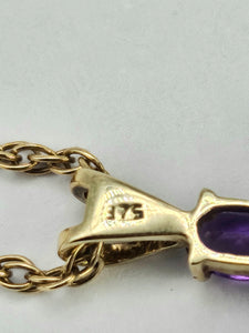 0817: Vintage: 9ct Gold Necklace (40cm) Amethysts Diamond Cross Pendant- exquisite