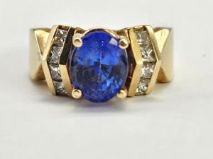 0944 Vintage 14ct Gold Tanzanite & Diamonds