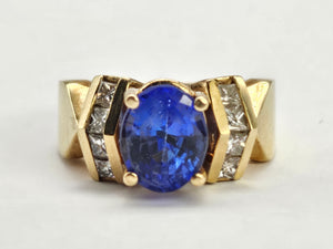 0944 Vintage 14ct Gold Tanzanite & Diamonds