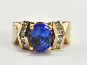 0944 Vintage 14ct Gold Tanzanite & Diamonds