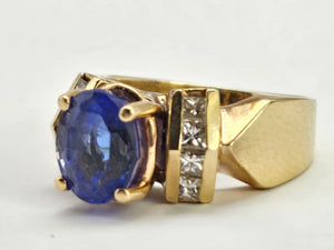 0944 Vintage 14ct Gold Tanzanite & Diamonds